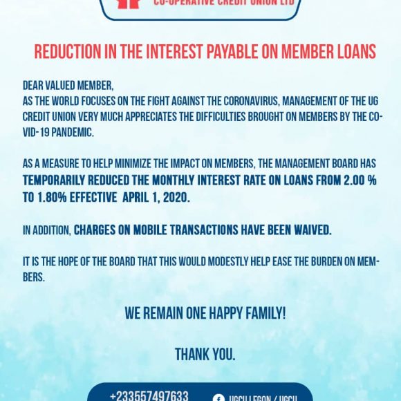 Reduction in the Interest Payable on Member Loans